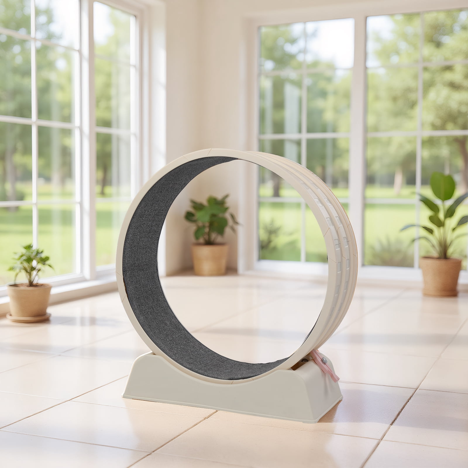 Circular Design With Gray Carpet + 1 Cat Teaser Stick, 15kg Cat Treadmill, 80*34*86cm