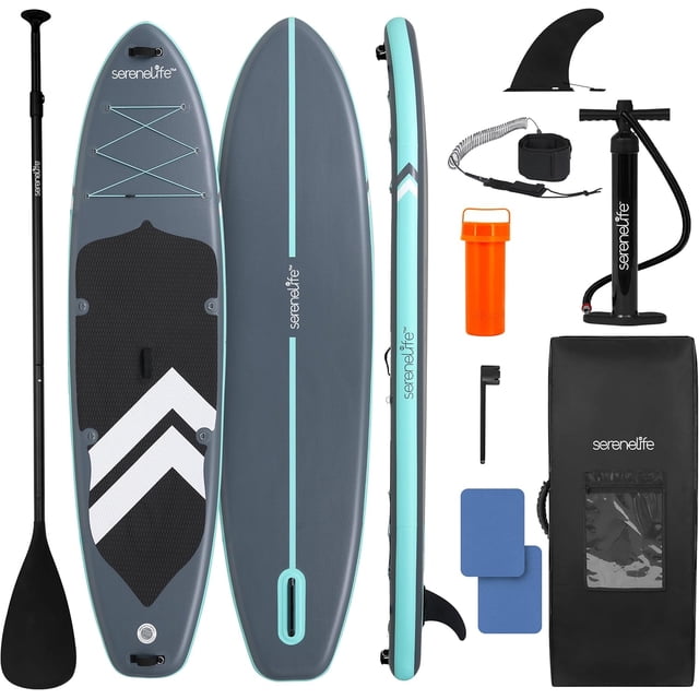 Tabla SUP Inflable XL SereneLife, Extra Ancha, Pet & Family Friendly para Adultos, Niños y Mascotas , Antideslizante, Estable, Ligera, Accesorios Premium, Capacidad de 200 kg
