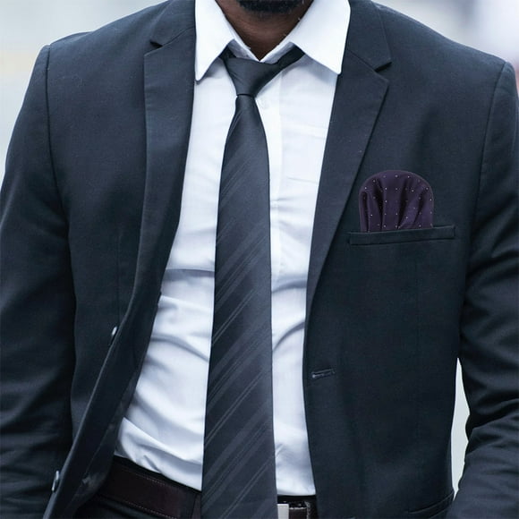 OUNONA 2Pcs Navy Pre Folded Pocket Square for Men Suit Durable Polyester Decorative Handkerchief