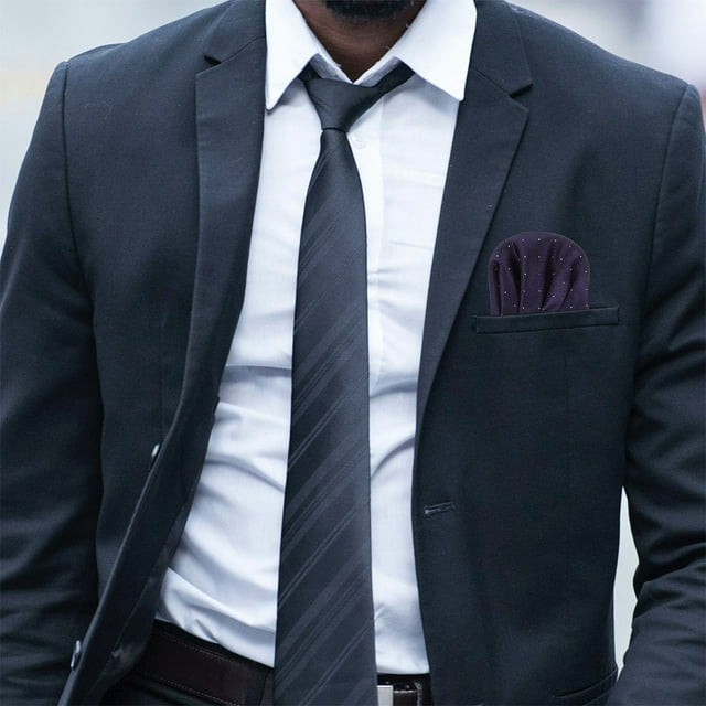 OUNONA 2Pcs Navy Pre Folded Pocket Square for Men Suit Durable Polyester Decorative Handkerchief