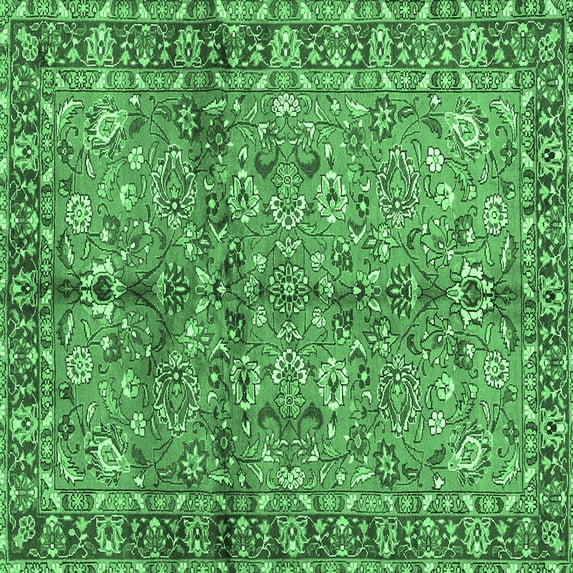 Ahgly Company Indoor Square Abstract Emerald Green Contemporary Area Rugs, 4' Square