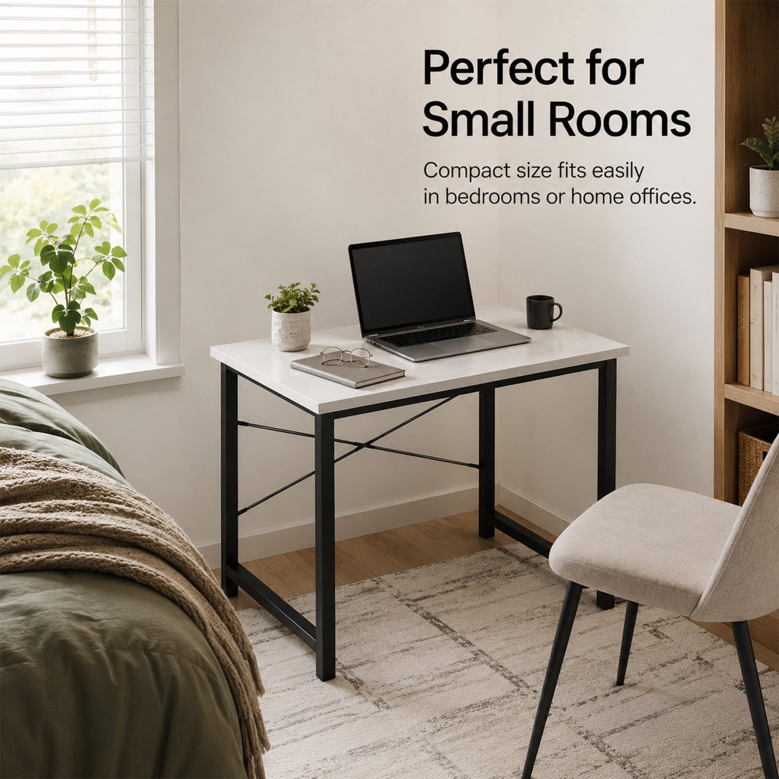 Alvantor Computer Desk 31.5" Small Office Table for Home Bedroom, Modern Study Writing Workstation with X-Shaped Reinforcement