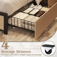 thumbnail image 5 of Fluest King Bed Frame with 2-Tier Storage Headboard, USB Port and LED Light, 4 Storage Drawers, Beige, 5 of 7