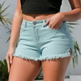 thumbnail image 2 of Womens Shorts Ladies Summer Casual Retro Solid Color High Waisted Denim Short Pants Sky Blue XL, 2 of 6