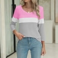 thumbnail image 6 of Endives Women's Long Sleeve T-shirt V Neck Tops Color Block/Solid Shirts Basic Summer Tees Womens Long Sleeve Tops, 6 of 7