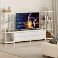 thumbnail image 3 of TV Stands with 6 Fabric Drawers, Large Entertainment Center with 2 Industrial 4-Tier Storage Shelves, Modern TV Console Cabinet for Living Room, 3 of 8