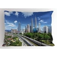thumbnail image 1 of City Pillow Sham Kuala Lumpur Skyline in a Clear Day Financial District Highway Skyscrapers, Decorative Standard Size Printed Pillowcase, 26 X 20 Inches, Pale Grey Blue Green, by Ambesonne, 1 of 2
