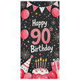thumbnail image 2 of Black Background Happy 90th Birthday Banner with Balloons Party Hats and Presents Backdrop Party Supplies Photography Props Birthday Decoration Party Decorations, 2 of 7
