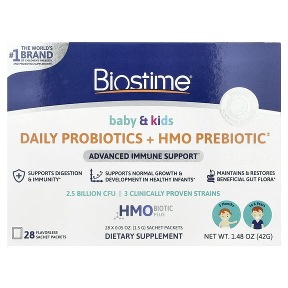 Biostime Baby & Kids Daily Probiotics   HMO Prebiotic, Advanced Immune Support, 28 x 1.5G Sachet Packets