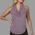 thumbnail image 2 of Sijiajgjfu Womens Sleeveless Shirts Drap Hanging Neck Tank Tops Business Dressy Work Basic Blouses Purple M, 2 of 8
