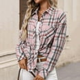 thumbnail image 2 of qolati Womens Flannel Plaid Shirts Long Sleeve Collared Button Down Cardigan Trendy Fall Shackets Jacket Business Dressy Classic Blouses Multicolor XL, 2 of 7