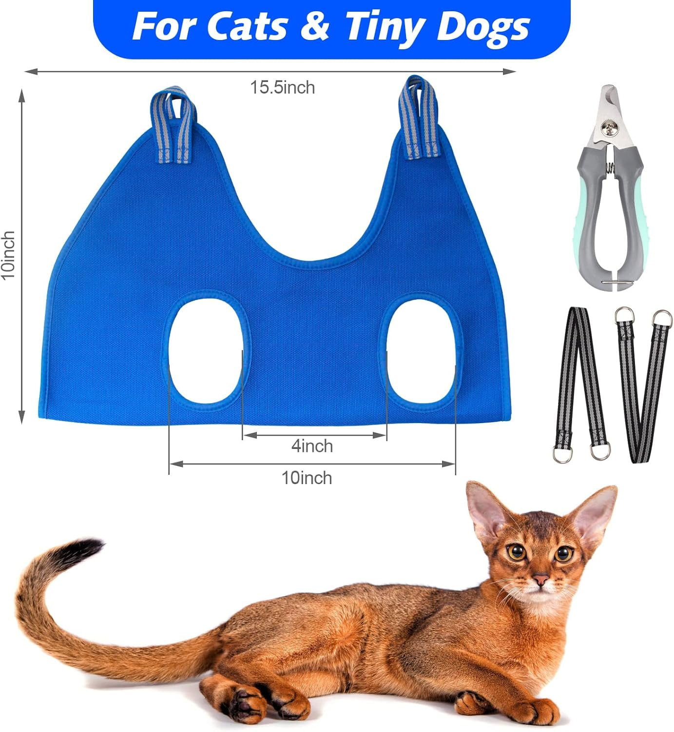 Professional Dog Grooming Kit,Pet Grooming Hammock Harness for Cats & XS Small Dogs，with Nail Clippers, Nail File, Scissors