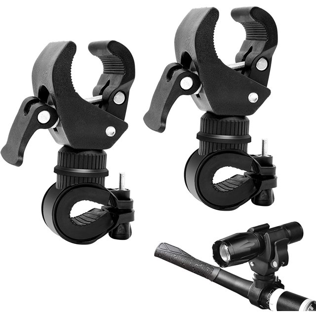 Soporte de luz para bicicleta, abrazadera giratoria de 360 grados para manillar de bicicleta delantera/trasera, accesorios de abrazadera de montaje para soporte de lámpara LED, 2 uds.