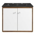 thumbnail image 3 of Pemberly Row Modern Wood Wall-Mount Bathroom Vanity in White/Walnut, 3 of 8