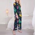 thumbnail image 4 of Kll Cute Funny Animals Print Women'S Long Sleeve Pajamas With Pants Sleepwear Loungewear 2 Set-Small, 4 of 9