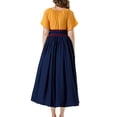 thumbnail image 5 of Meichang Medieval Renaissance Dress for Women Vintage Short Sleeve Color Block Patchwork Peasant Dresses with Corset Lace Up Victorian Gothic Dress, 5 of 10