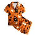 thumbnail image 6 of Leey-World Toddler Girl Pajamas Toddler Kids Little Girls Halloween Satin Pajamas Pumpkin Short Sleeve Button Down Sleepwear Pjs Set Pjs for Girls 2T 3T 4T 5T 6T 7T 8T, 6 of 6