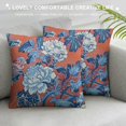 thumbnail image 3 of Creowell Chinoiserie Peony Blue Red Throw Pillow Case Square Cozy Pillow Cover Home Decor for Living Room Sofa Car Cushion, 3 of 5