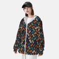 thumbnail image 4 of Pofeuu Retro Tape Print Sun Protection Outdoor Lightweight Full Zip UV Cooling Hoodie Long Sleeve Summer Clothing for Outdoor Hiking-Small, 4 of 5
