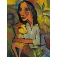 thumbnail image 2 of Dorothea Maetzel-Johannsen 12x14 Black Ornate Wood Framed Double Matted Museum Art Print Titled: Young Woman with Cat (1919), 2 of 5