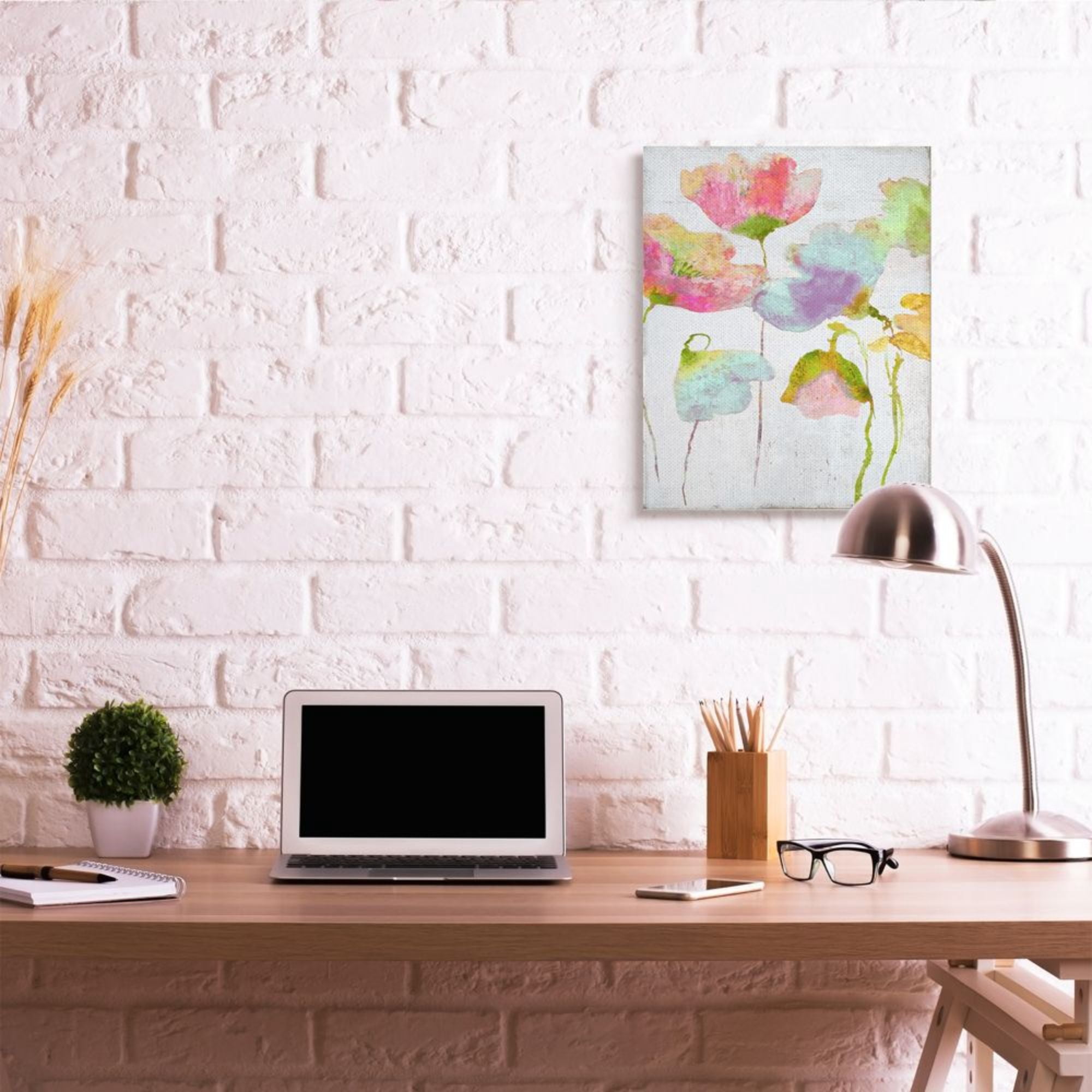Stupell Industries Saturated Watercolor Flowers Whimsical Blue Pink Green Design by Vanessa Austin, 24" x 30"