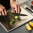 thumbnail image 4 of YUNAFFT Stainless Steel Cutting Board, Best Non Toxic Cutting Board with In-Built Knife Sharpener Double Sided Stainless Steel/Wheat straw,Chopping Boards,Multi-Use, 4 of 6