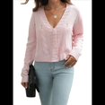 thumbnail image 3 of Suéteres Tipo Cárdigan para Mujer, de Punto Grueso, de Larga, con Cuello en V y Botones, para Otoño e Invierno Rosa S, 3 of 10