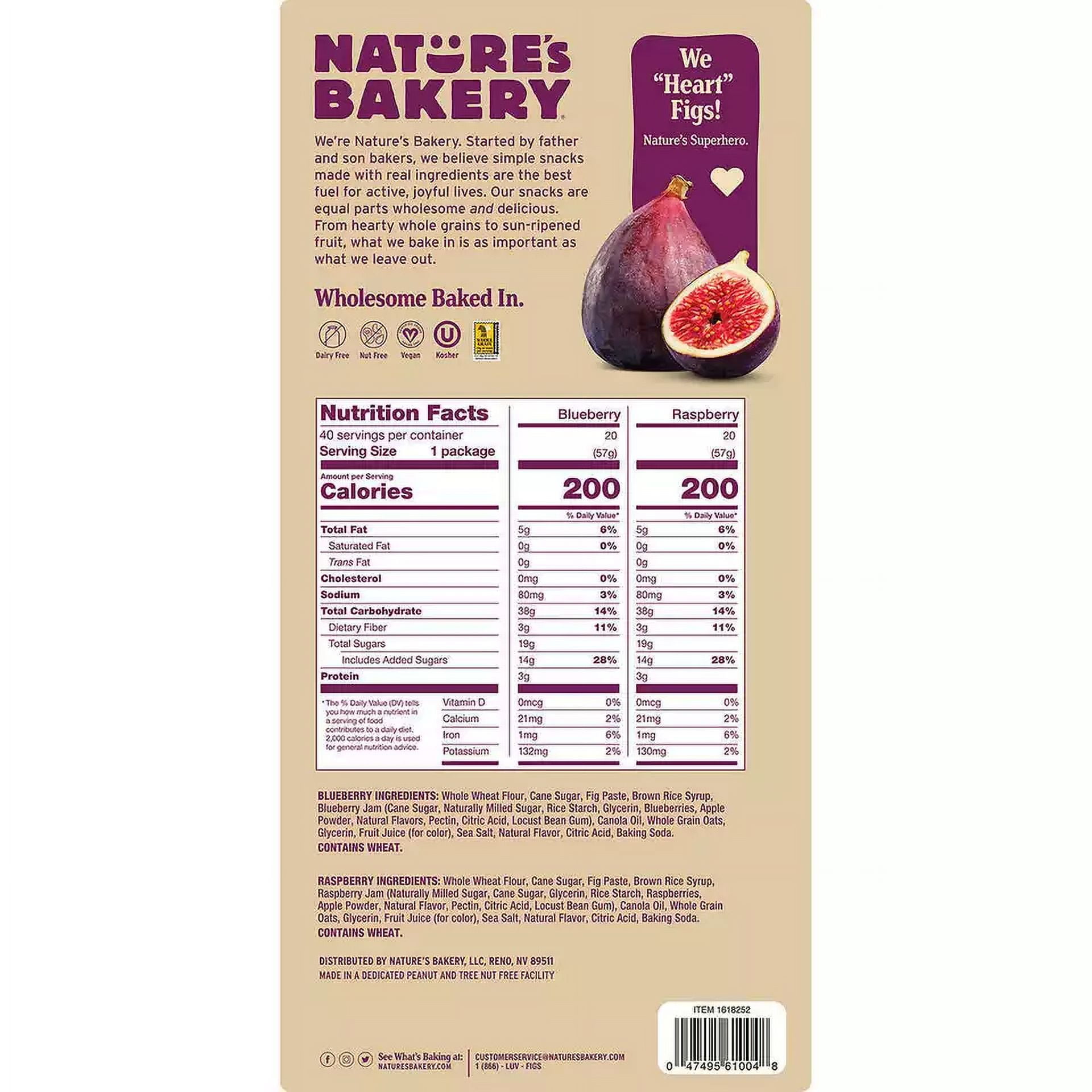 2 Packs Nature's Bakery Fig Bars Variety Pack 40 ct 80 oz Each Pack, Total 80 ct