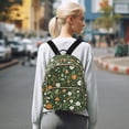 thumbnail image 7 of FORMRS Mini Backpack Purse for Women Quilted Travel Daypack Casual Shoulder Bag, Green Flowers Pattern, 7 of 7