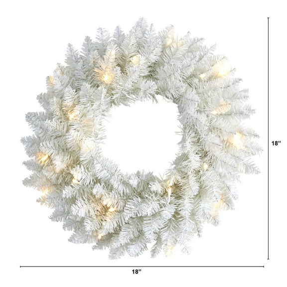 Nearly Natural 18in. Colorado Spruce Artificial Christmas Wreath with 129 Bendable Branches and 20 Warm LED Lights