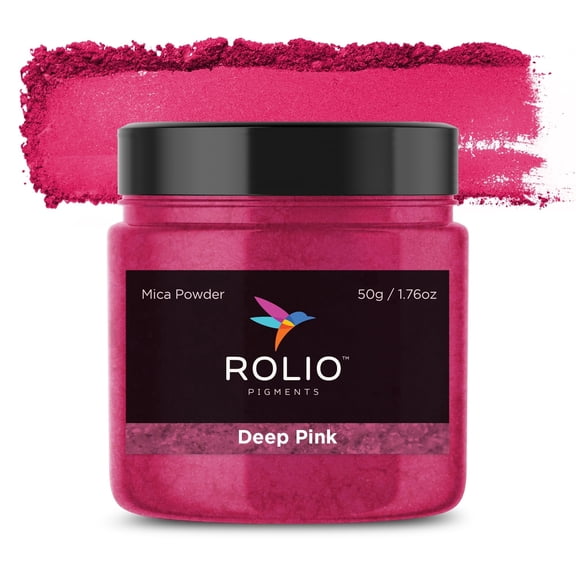 Rolio Mica Powder - Pigment for Paint Mixing & Blending for Epoxy Resin, Soap, Nails, Slime & Bath Bombs - 50g, 1 Jar, Deep Pink
