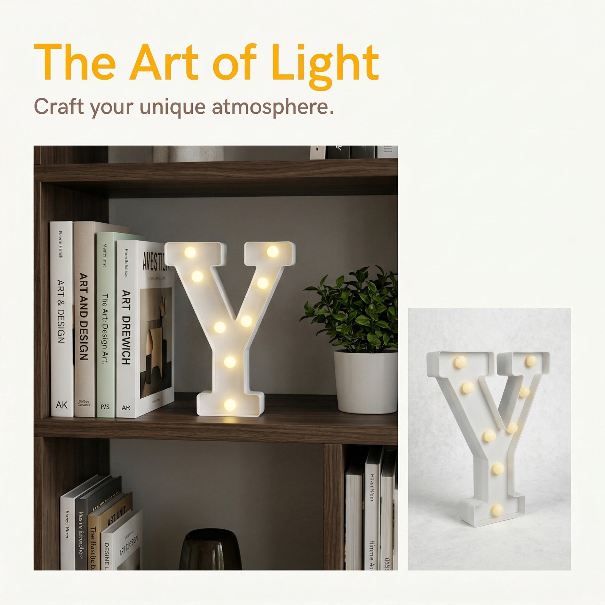 Unique Bargains Marquee Letters With Lights LED Light Up Signs Letter Y 6.5"L x 1.5"W x 8.5"H