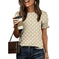 thumbnail image 5 of DAFPZW Women's Polka Dots Shirt Short Puff Sleeve Vintage Button Up Tees Crew Neck Blouse Tops, 5 of 6