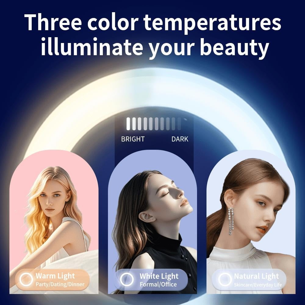 12'' Selfie Ring Light with 63'' Tripod Stand and Phone Holder, LED Ringlight for Recording/TikTok/Makeup/Photography, Circle Fill Light for iPhone&Android Phones tripod  for  iphone dimming level