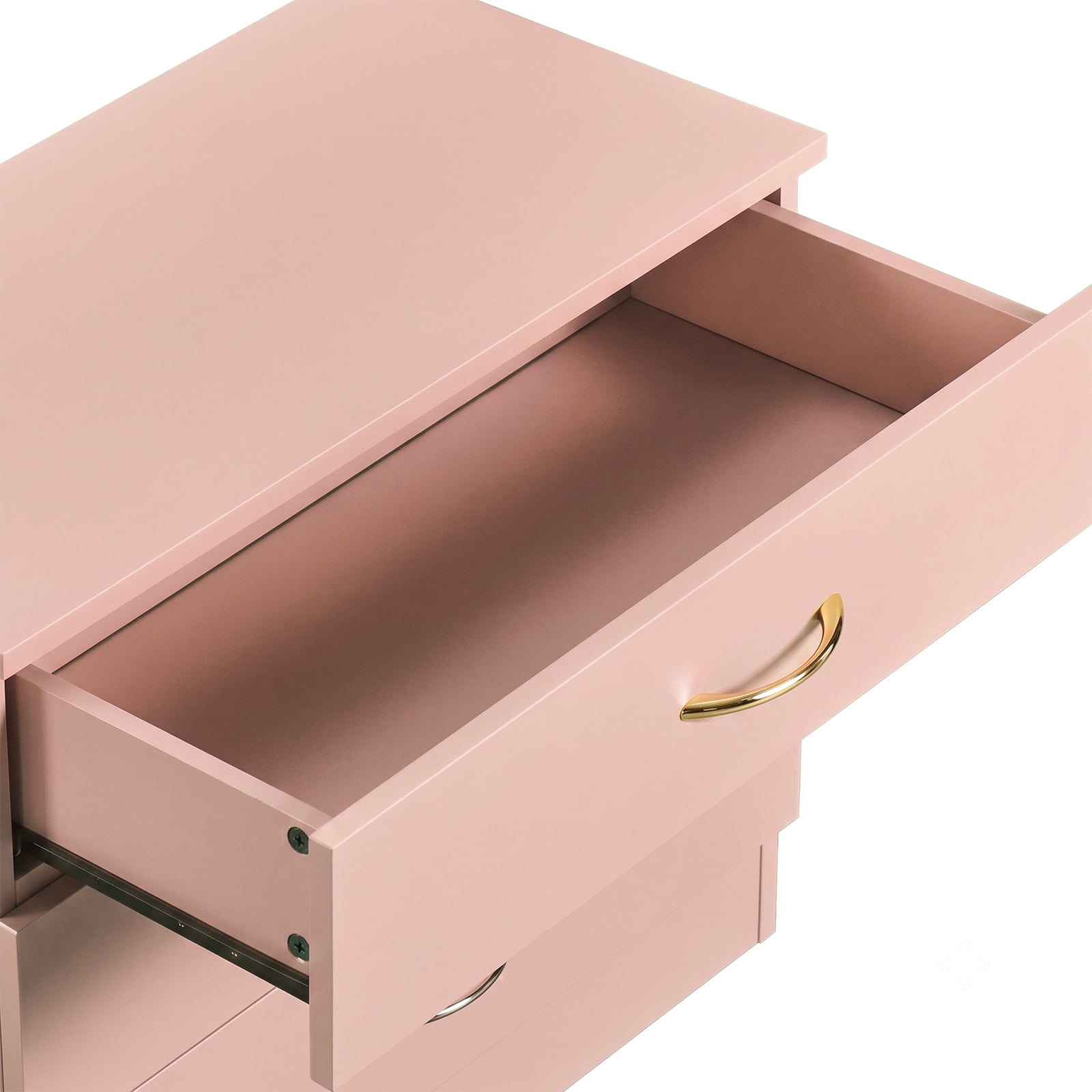 3-Drawer Chest with Faux Rose Gold Handles Drawer Dresser 25.98*12.99*22.05in Pink