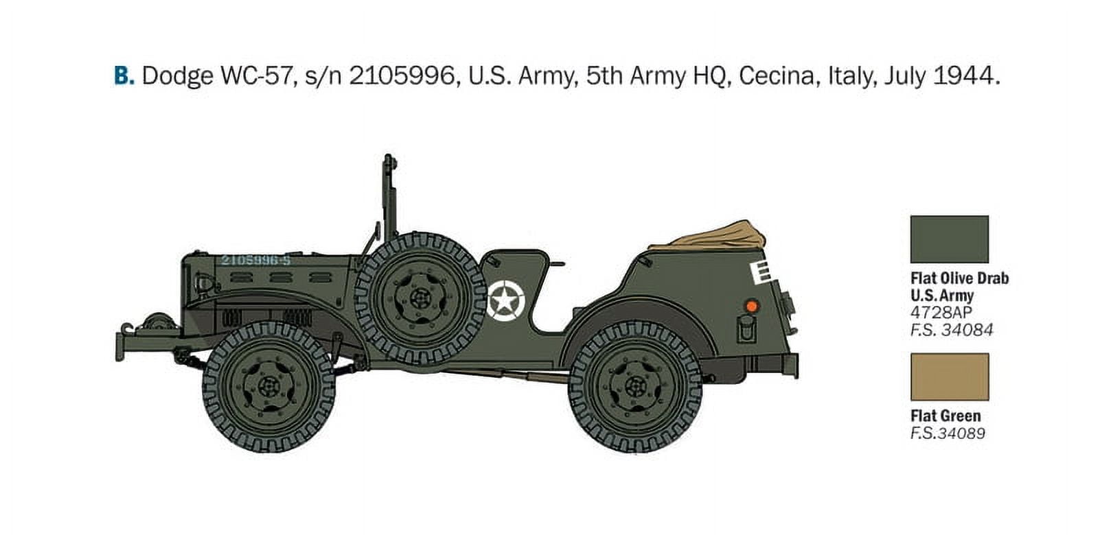 Italeri 0228 Dodge Command Car WC 56/57 Command Car 1/35 Scale Plastic Model Kit