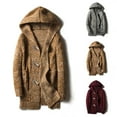 thumbnail image 4 of Lovskoo 2024 Mens Cardigan Sweater Winter Long Sleeve Hooded Pockets Open Front Knit Tops Coat Gray, 4 of 4