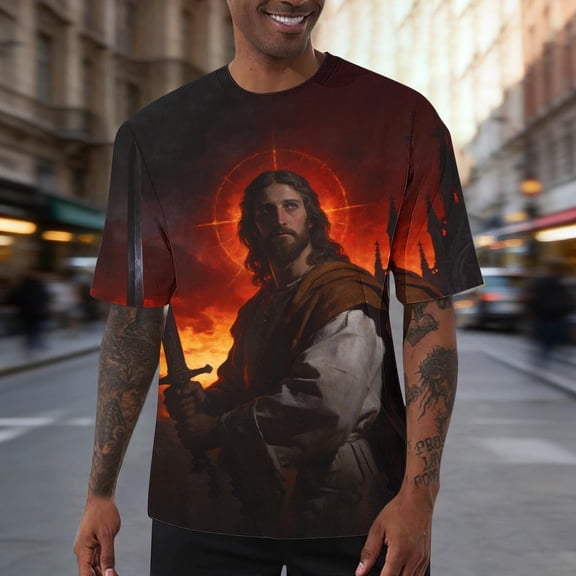 Ceisia Men's Loose Fit Short Sleeve T-Shirt Faith Easter Themed Print Spring Summer Shirt Gift