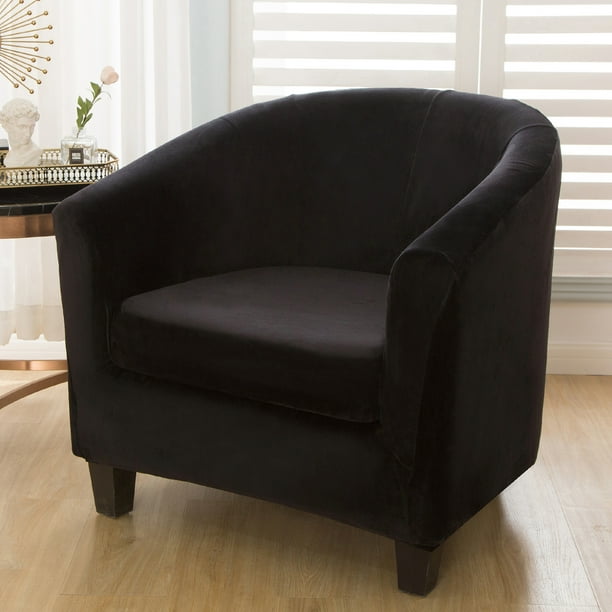 2Piece Velvet Tub Chair Covers with Cushion Cover, Washable Removable