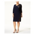 thumbnail image 1 of R&M RICHARDS Womens Navy Sequined Sheer Shawl-collar Evening Jacket Plus 20W, 1 of 4
