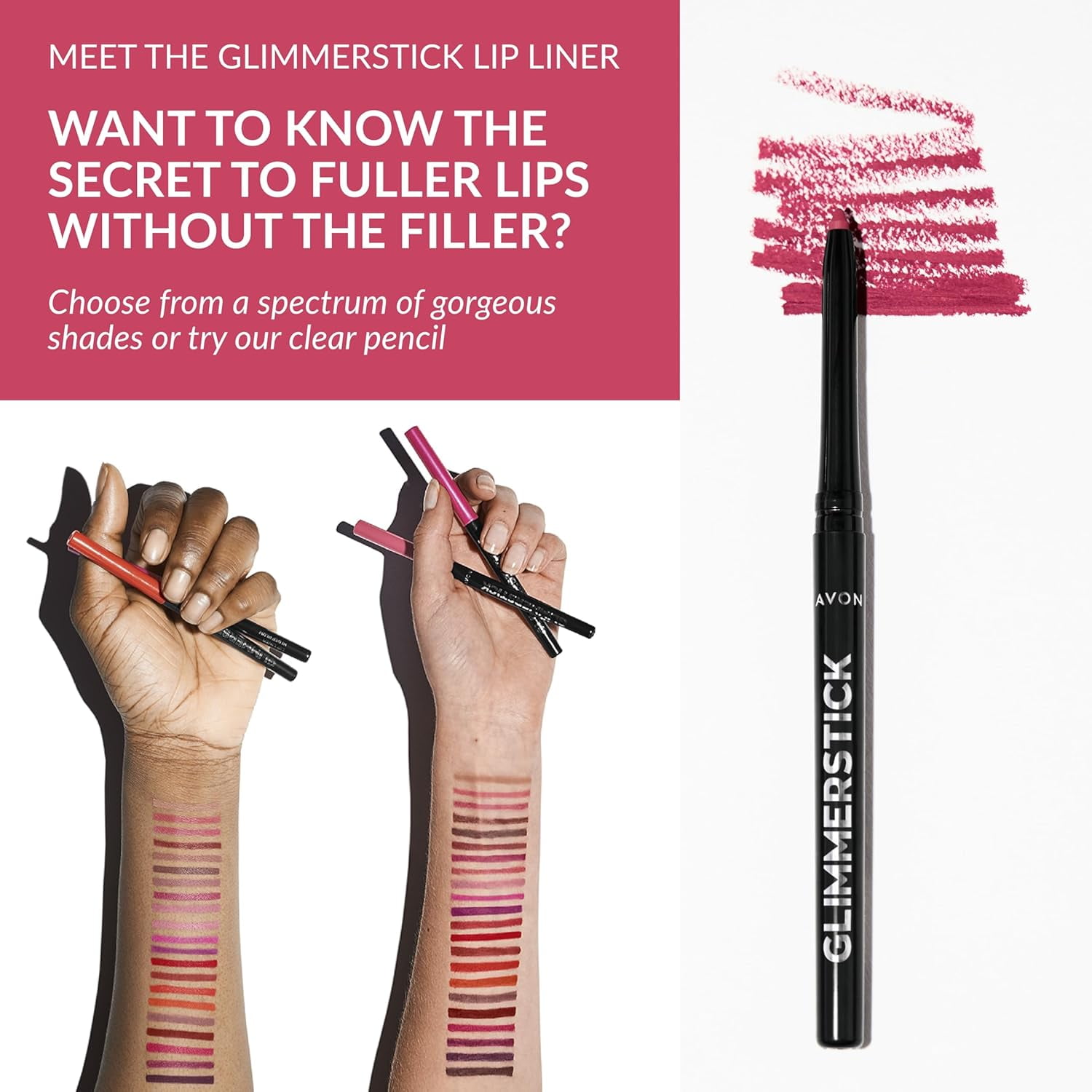 Avon Glimmersticks Retractable Lip Liner / PINK BOUQUET / SET OF 4