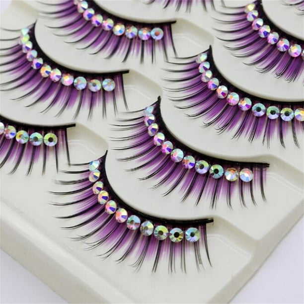onlyliua Liquidación 5 Pares de Pestañas Postizas de Colores Pestañas Postizas Tridimensionales Multicapa