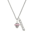 thumbnail image 1 of Delight Jewelry Silvertone Crystal Pink Spinner Silvertone Be Strong and Courageous Bar Charm Necklace, 23", 1 of 4