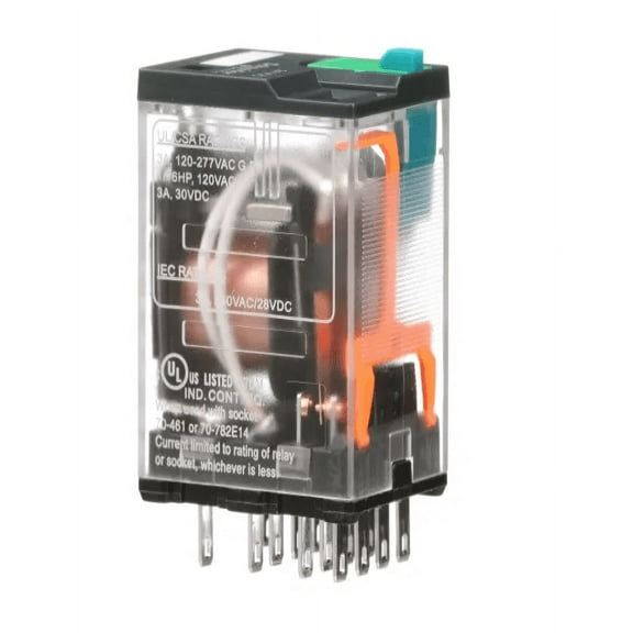 Schneider Electric 24VDC, 14-Pin Square Base General Purpose General Purpose Relay; AC Contact Rating: 3A @ 277V
