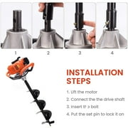 PRIJESSE Gas Powered Earth Digger Post Hole Digger with 3 Extension Rods + 3 Auger Drill Bits