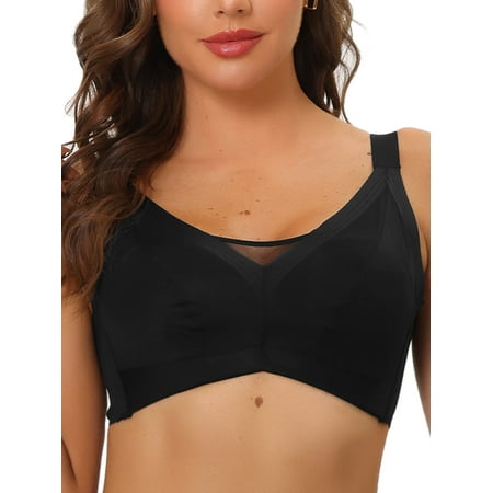 

Allegra K Women s Adjustable Straps Minimizer Full Coverage Mesh Underwire Bra