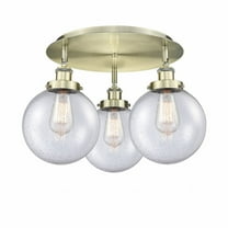Innovations Lighting  Canton - 3 Light 20" Flush Mount Antique Brass/Seedy