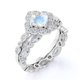 thumbnail image 4 of JeenMata Anillo Nupcial Antiguo de 1,5 Quilates con Piedra Lunar Arcoíris Facetada y Moissanita Engastado en Oro Blanco de 18 K sobre Plata, 4 of 6