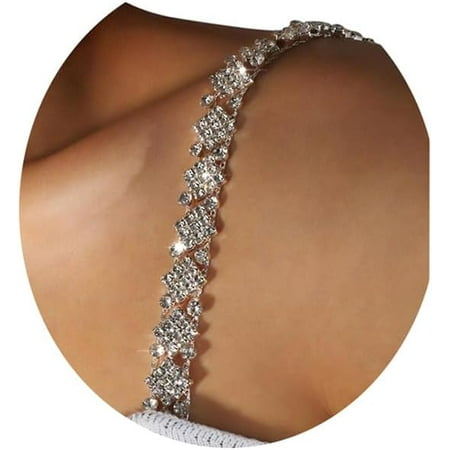 QIUYIDP 1Pair Luxury Rhinestone Adjustable Bra Shoulder Straps Crystal Underwear Chain Rhinestone Lingerie Strap Shoulder Bridal Wedding Dress Bra Shoulder Chain for Women Dress Accessories Jewelry