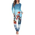 thumbnail image 2 of Conjunto de pijama de dos piezas para mujer, ropa de dormir de manga larga, jersey con patrón navideño, informal, a la moda, 2 of 4